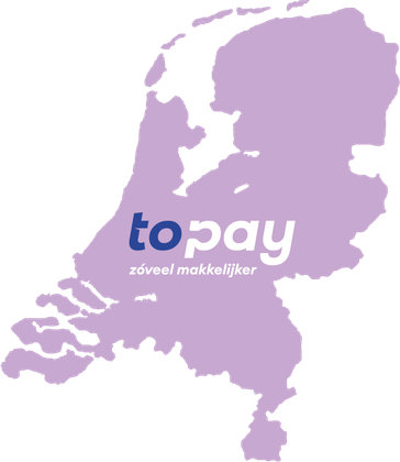 Een kaart van Nederland in lila met het logo van ToPay en de tekst zóveel makkelijker.