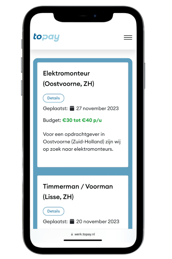 topay jobs op mobiel